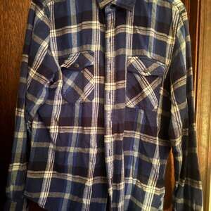 Arizona Jean Co Blue Plaid Heavyweight Flannel Shirt Size Medium